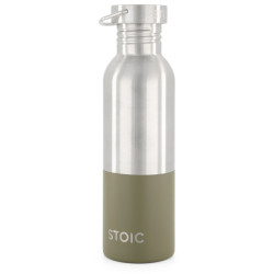 Gourde en acier inoxydable inox et brun